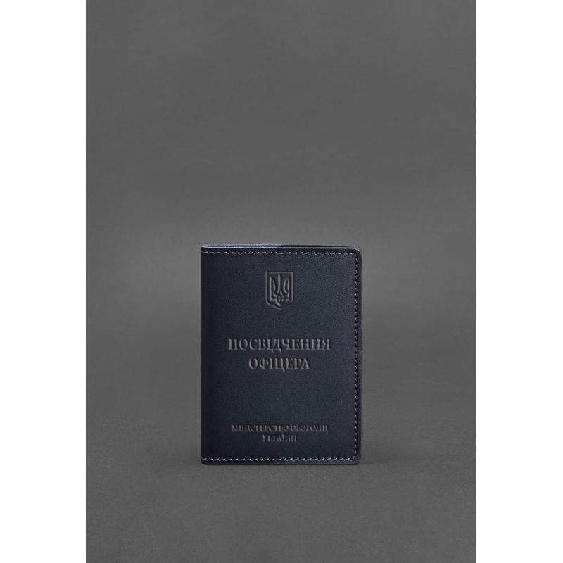 Кожаная обложка для удостоверения офицера 9.0 темно-синяя BN-OP-9-navy-blue фото