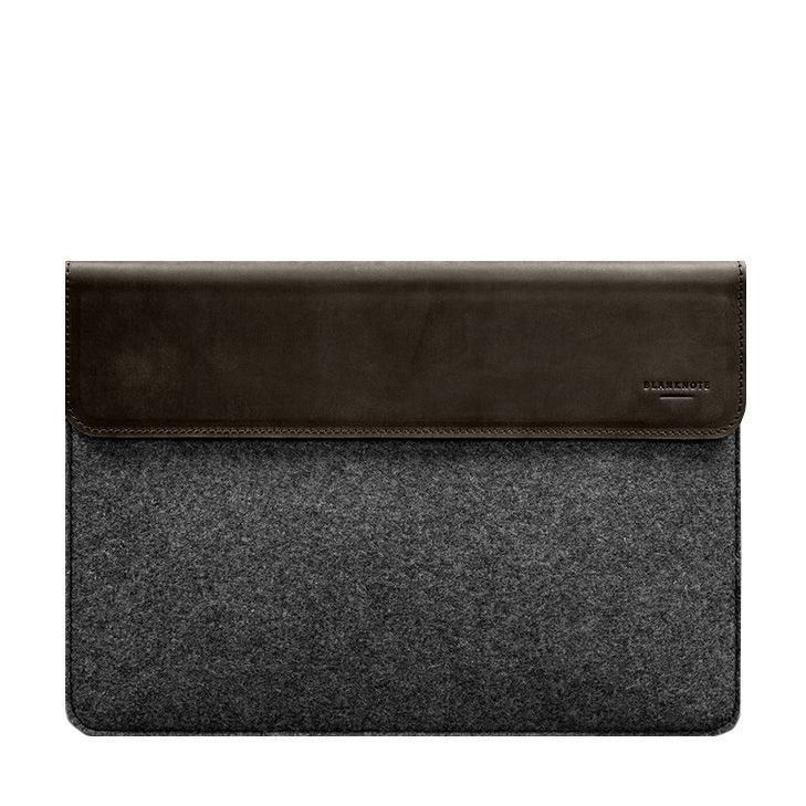 Чохол-конверт із клапаном шкіра+фетр для MacBook 14" Темно-коричневий Crazy Horse BN-GC-14-1-o-felt-d фото