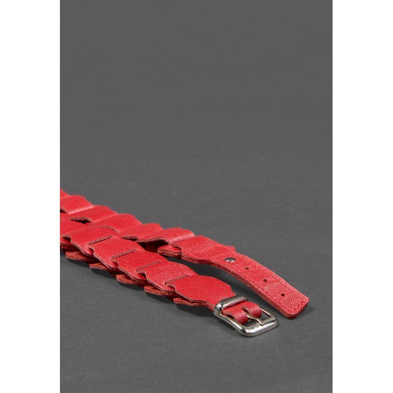 Женский кожаный бохо-ремень красный Saffiano BN-BELT-1-bw-red фото