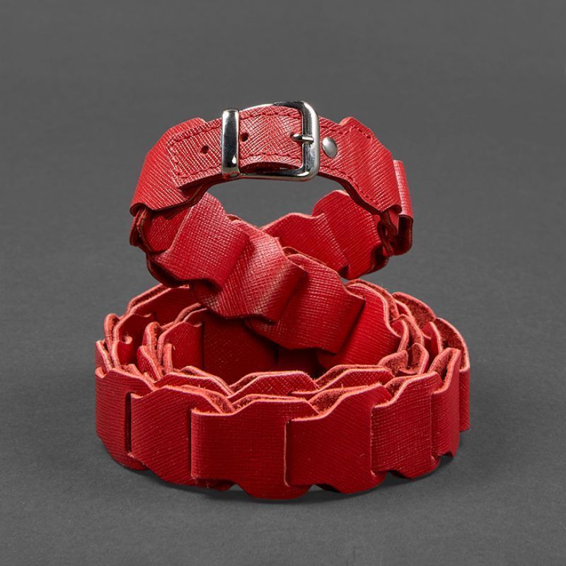 Женский кожаный бохо-ремень красный Saffiano BN-BELT-1-bw-red фото