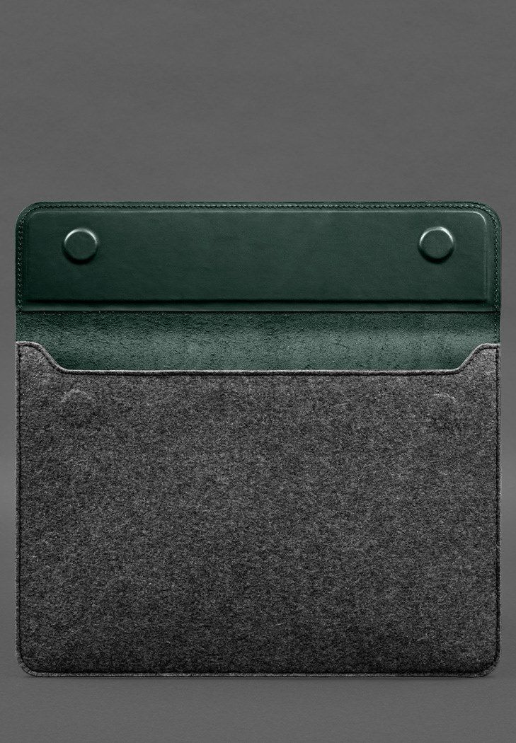 Чохол-конверт із клапаном шкіра+фетр для MacBook 15" Зелений Crazy Horse BN-GC-15-1-iz-felt-d фото