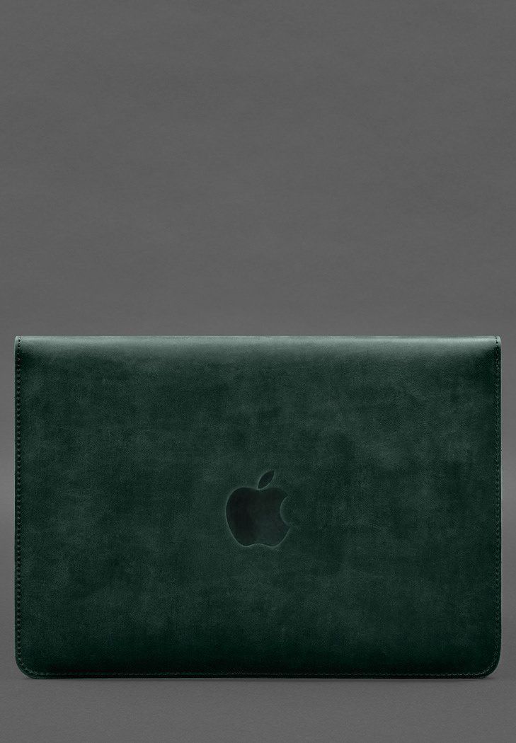 Чохол-конверт із клапаном шкіра+фетр для MacBook 15" Зелений Crazy Horse BN-GC-15-1-iz-felt-d фото