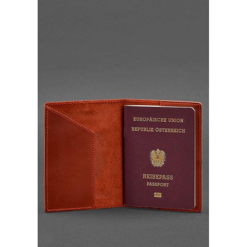 Кожаная обложка для паспорта с австрийским гербом коралл BN-OP-AT-coral фото