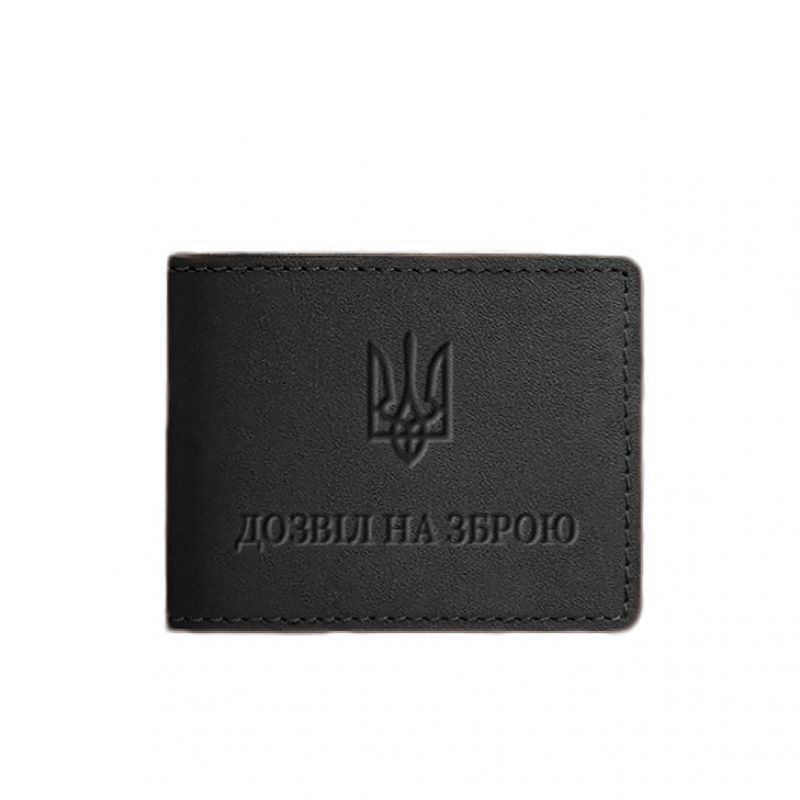 Шкіряна обкладинка для дозволу на зброю Чорна BN-OP-12-g фото