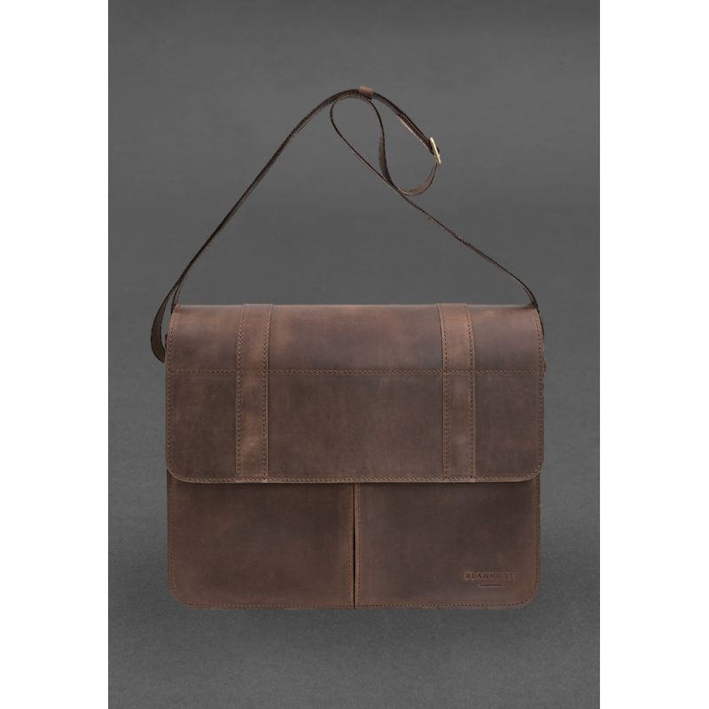 Шкіряна сумка-портфель Classic темно-коричневий Crazy Horse з ефектом Pull Up BN-BAG-55-o фото