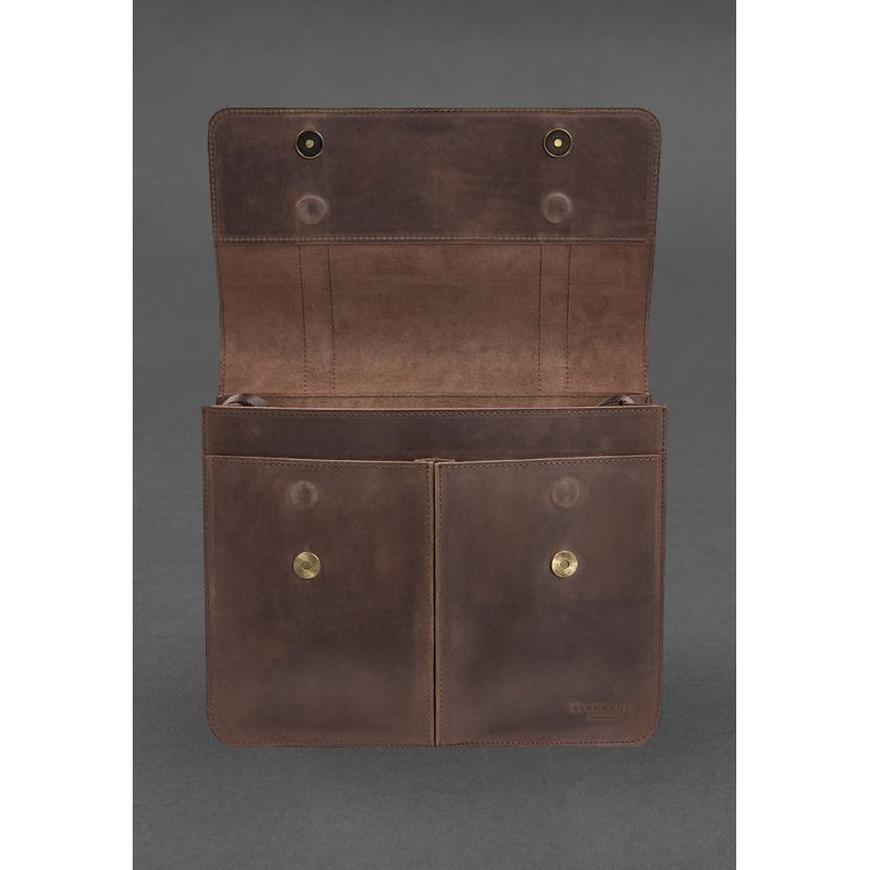 Шкіряна сумка-портфель Classic темно-коричневий Crazy Horse з ефектом Pull Up BN-BAG-55-o фото