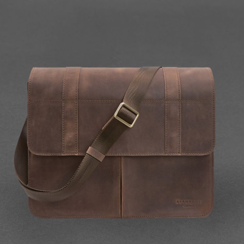 Шкіряна сумка-портфель Classic темно-коричневий Crazy Horse з ефектом Pull Up BN-BAG-55-o фото