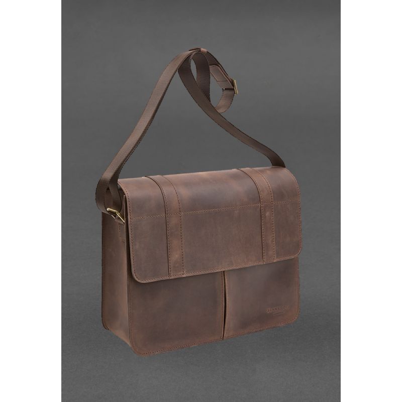 Шкіряна сумка-портфель Classic темно-коричневий Crazy Horse з ефектом Pull Up BN-BAG-55-o фото