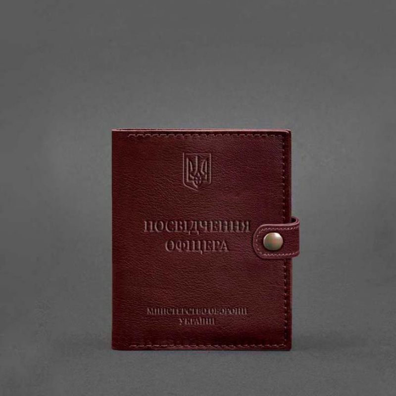 Шкіряна обкладинка-портмоне для посвідчення офіцера 11.0 бордова BN-OP-11-vin фото